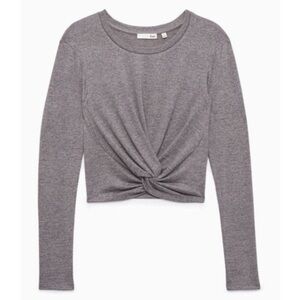 Aritzia Wilfred Free Ortiz Top - Front Twist Knot Crew Neck Long Sleeve Size S